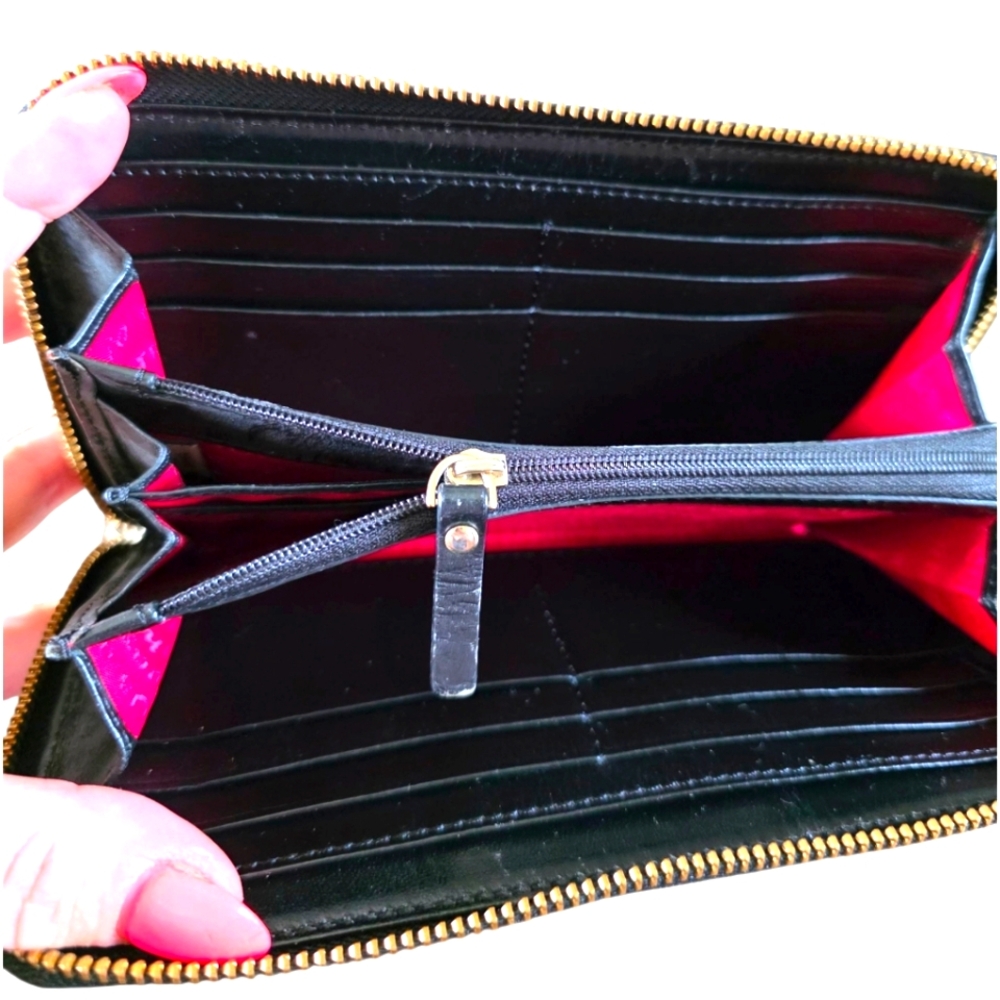 Kate Spade Signature Spade Lacey Wallet - Black/ Cream/Red (Style PWRU2968) - Picture 12 of 16